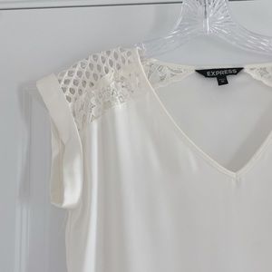 Express Ivory Lace Short Sleeve Blouse